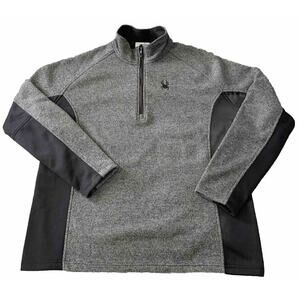 SPYDER Mens XXL Pullover Sweater Jacket 1/4 Zip Grey Black Style 199307